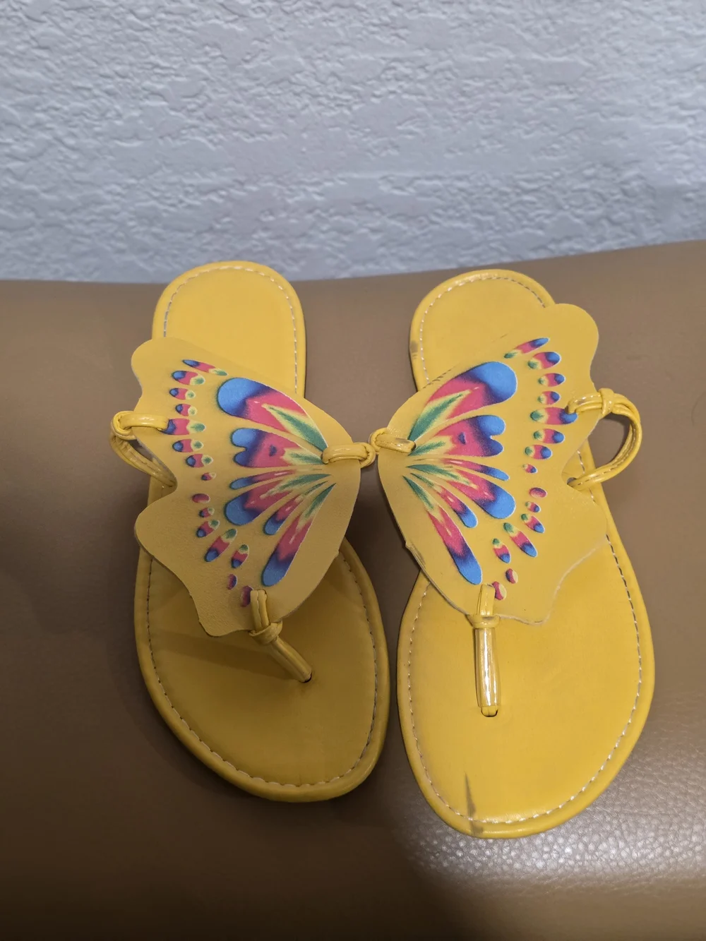 Yellow Butterfly-Print Women’s Sandals
